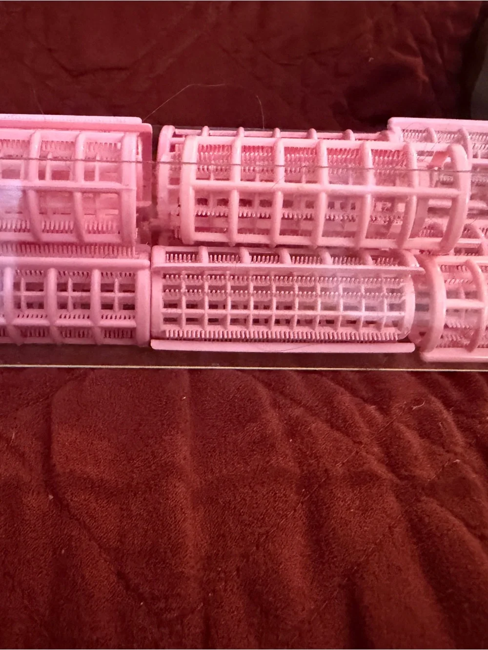 Vintage Pink Hair Rollers Storage Set - Home Organization